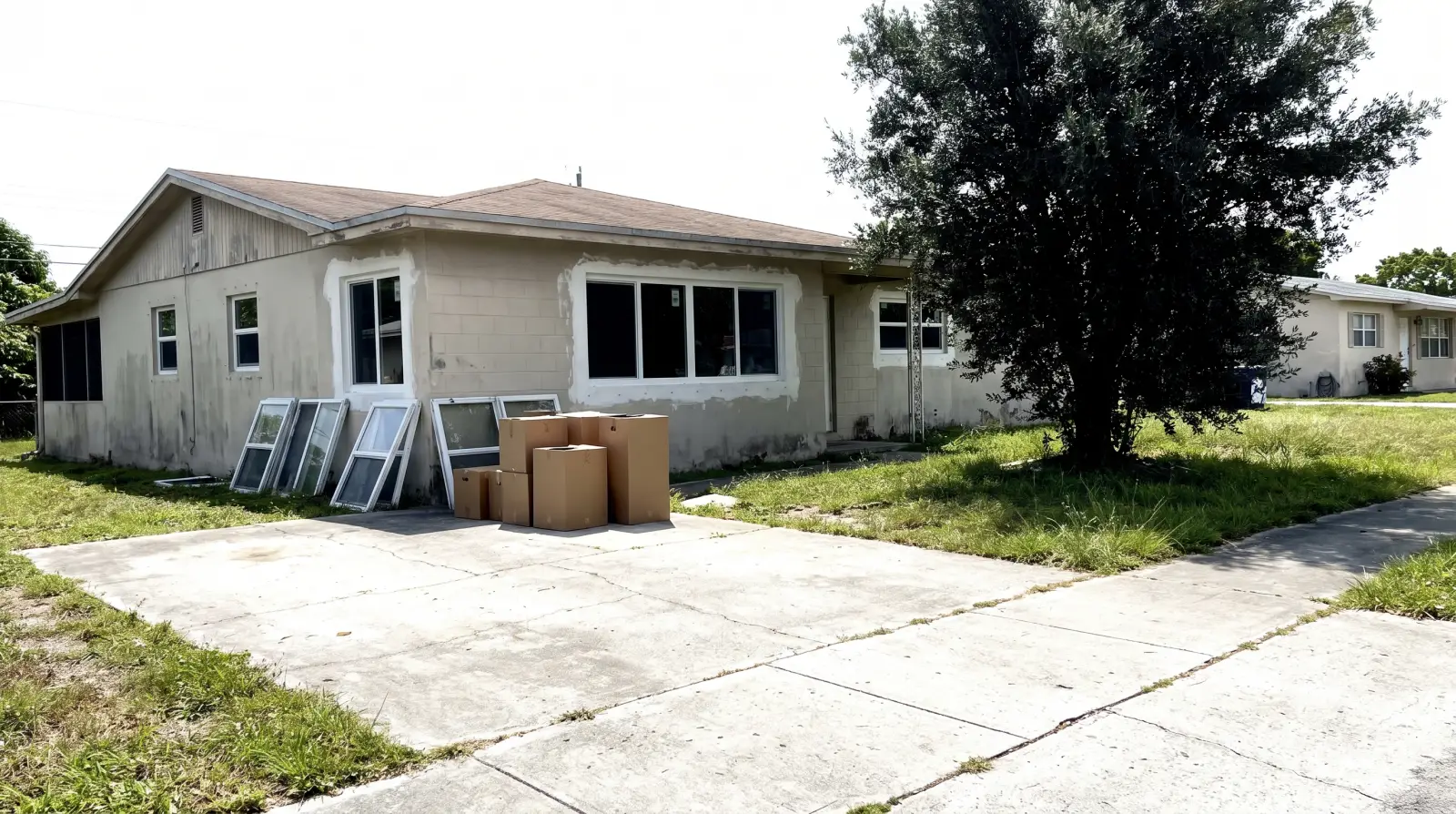Impact windows on a 1970s single-family home in Kendall, FL