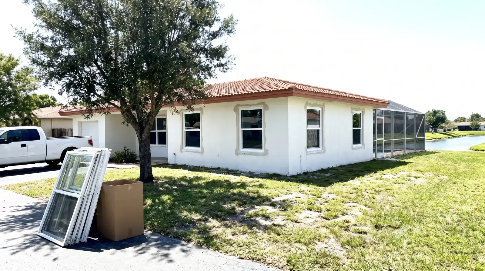 Impact windows on a 1970s home in Margate, FL