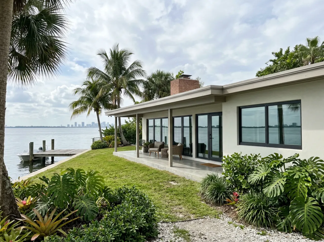 Bay-side mid-century home in North Miami, FL