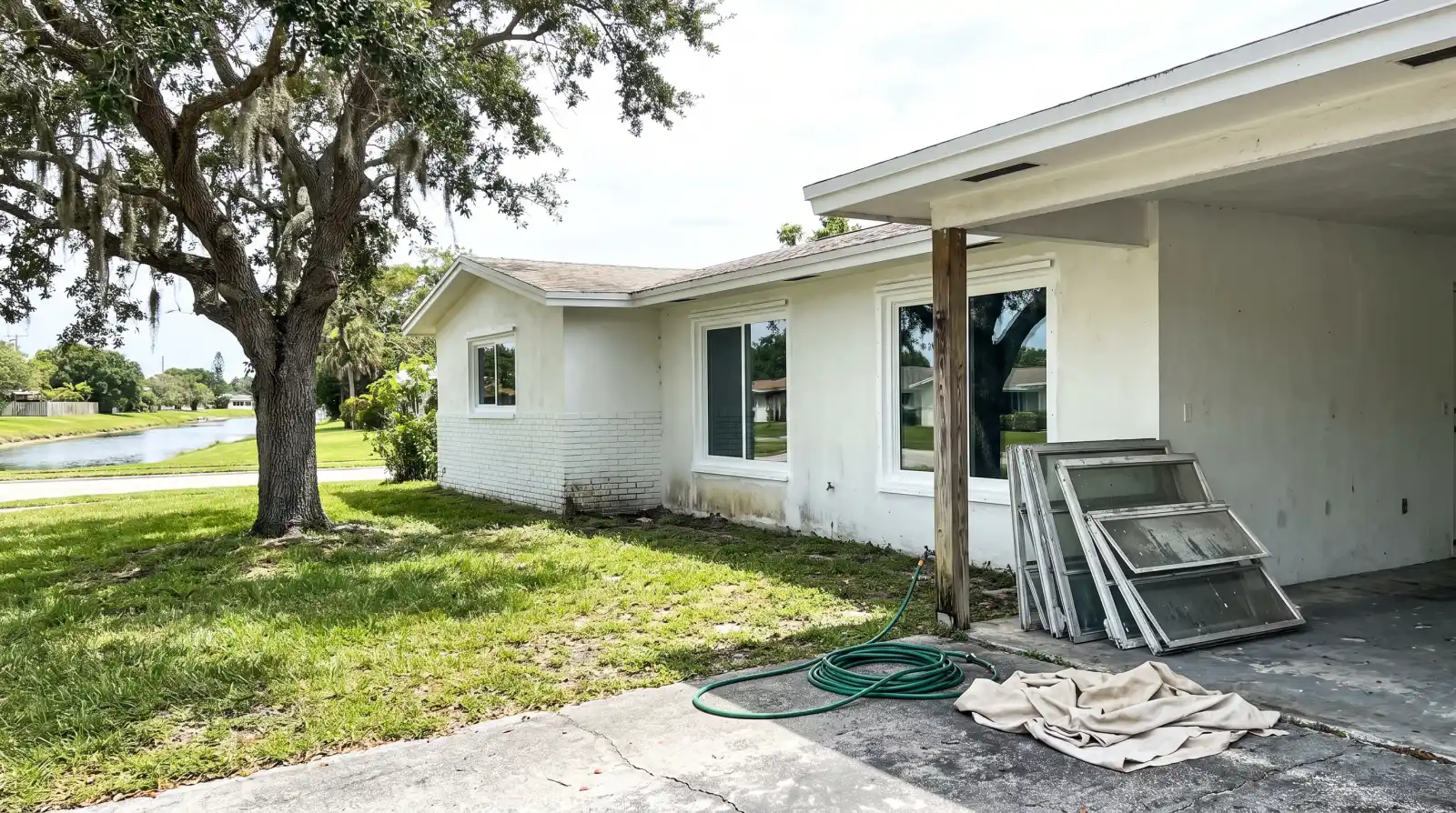 Impact windows on a ranch home in Plantation, FL
