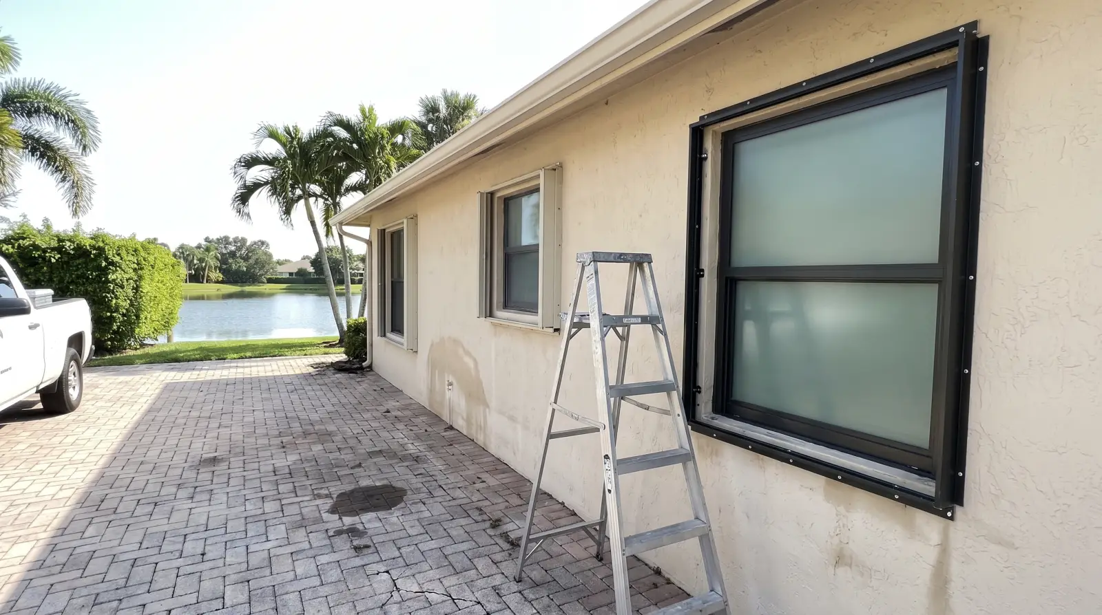 Impact windows on a single-family home in Wellington, FL