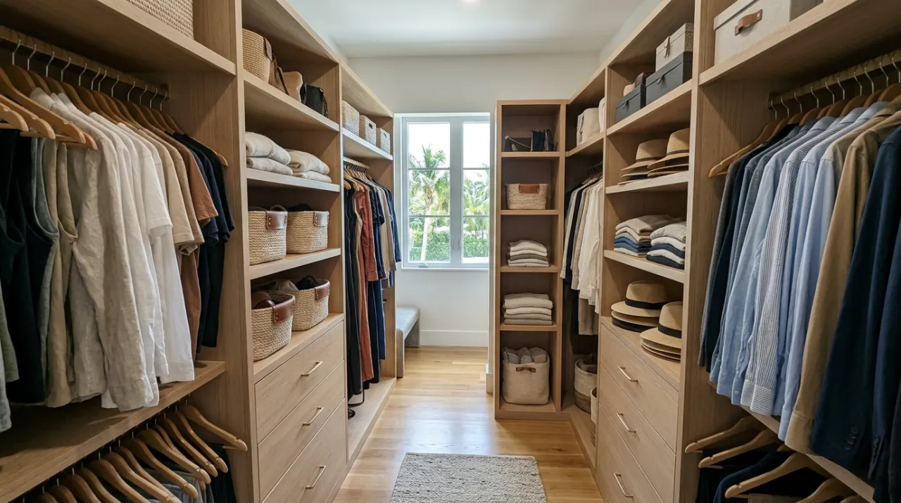 After: organized custom closet