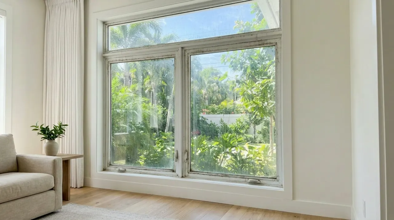 Before: neglected, grimy window