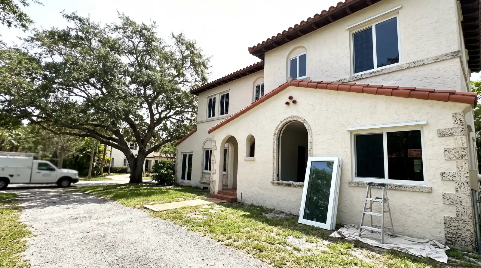 Impact windows on a Mediterranean Revival home in Coral Gables, FL