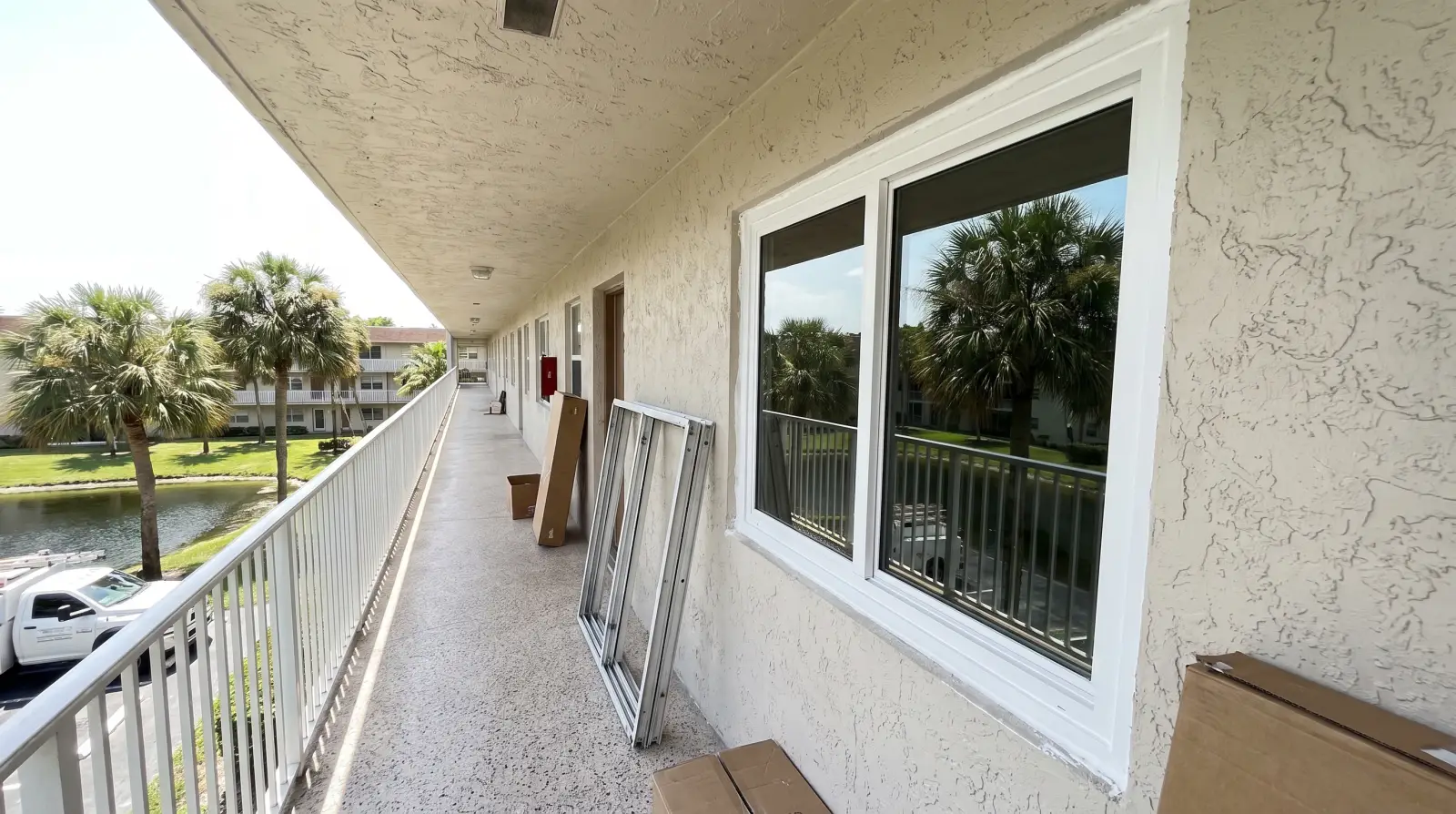 Impact windows being installed in a garden condo in Lauderdale Lakes, FL