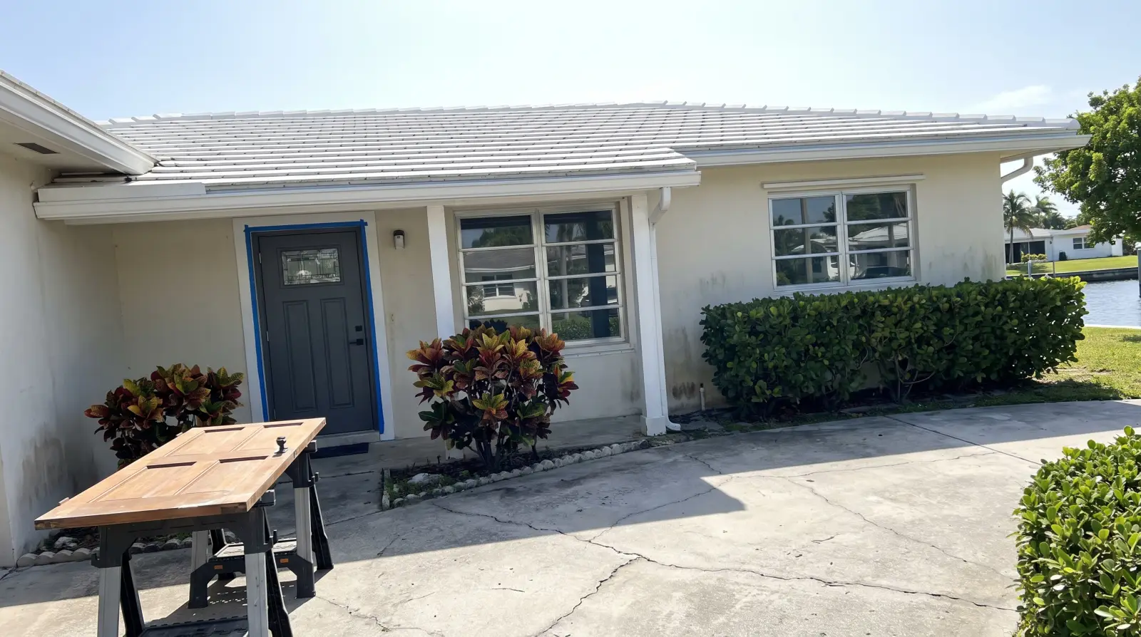 Impact front door on a canal-area home in Pompano Beach, FL