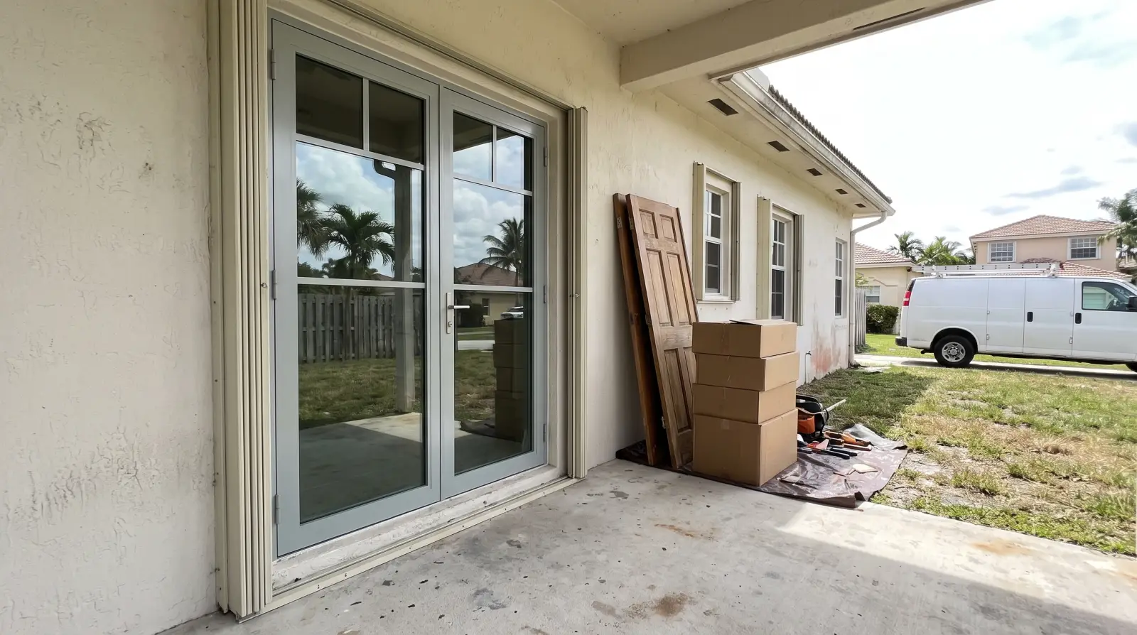 Impact French doors on a historic home in West Palm Beach, FL