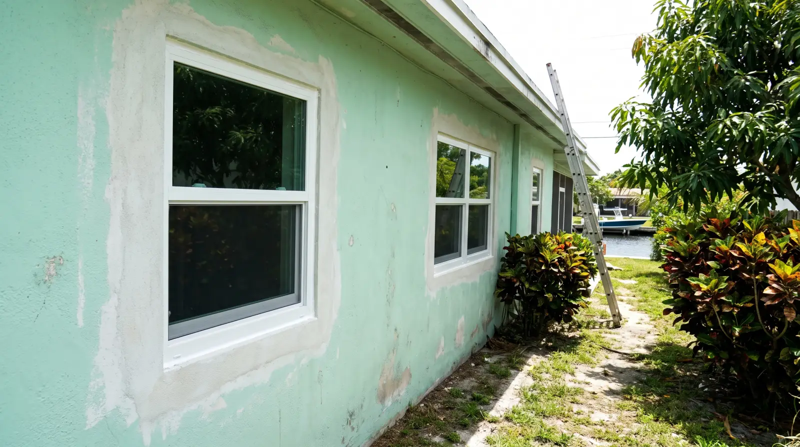 Impact windows being installed on a riverfront home in Wilton Manors, FL