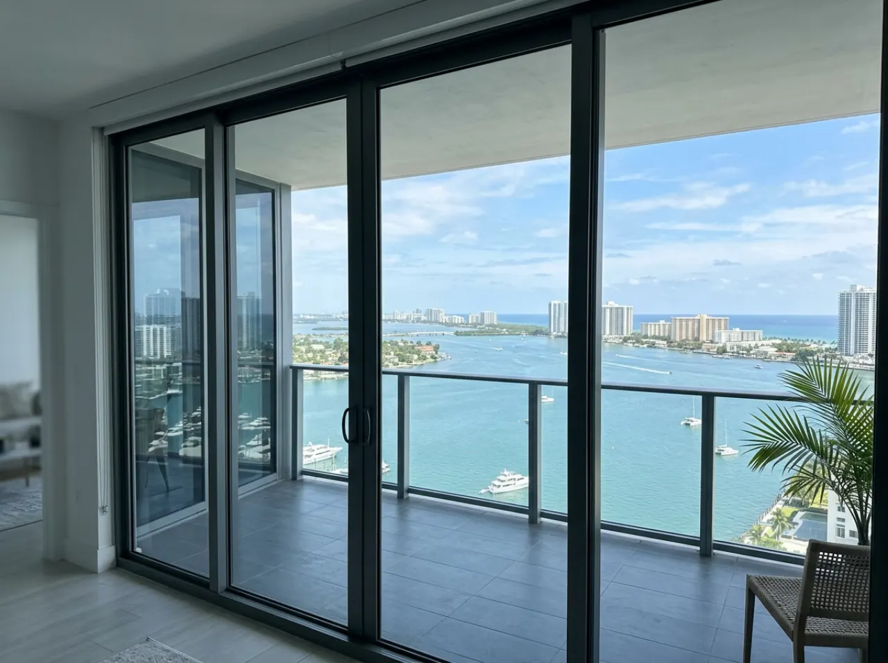 Impact balcony sliders in an Aventura, FL condo